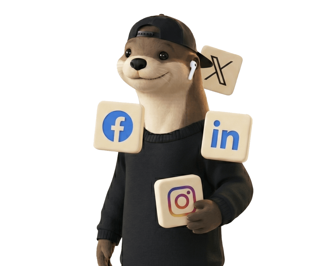 Hubi the otter posting on social