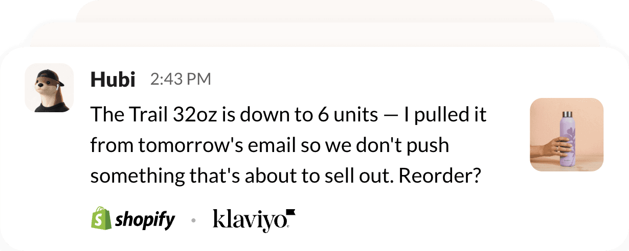 Hubi message about Inventory