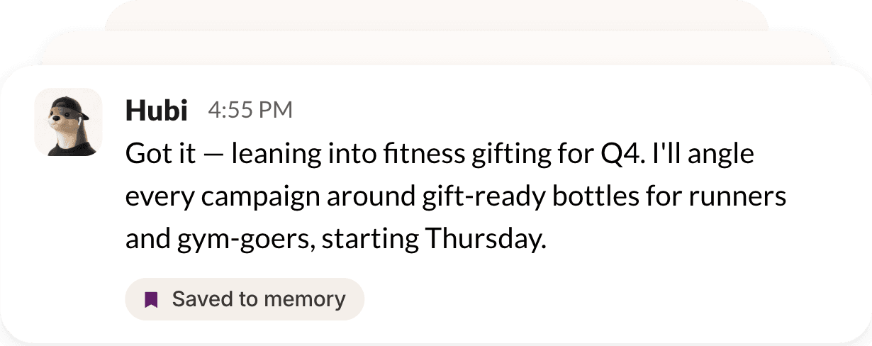 Hubi message about Your Slack